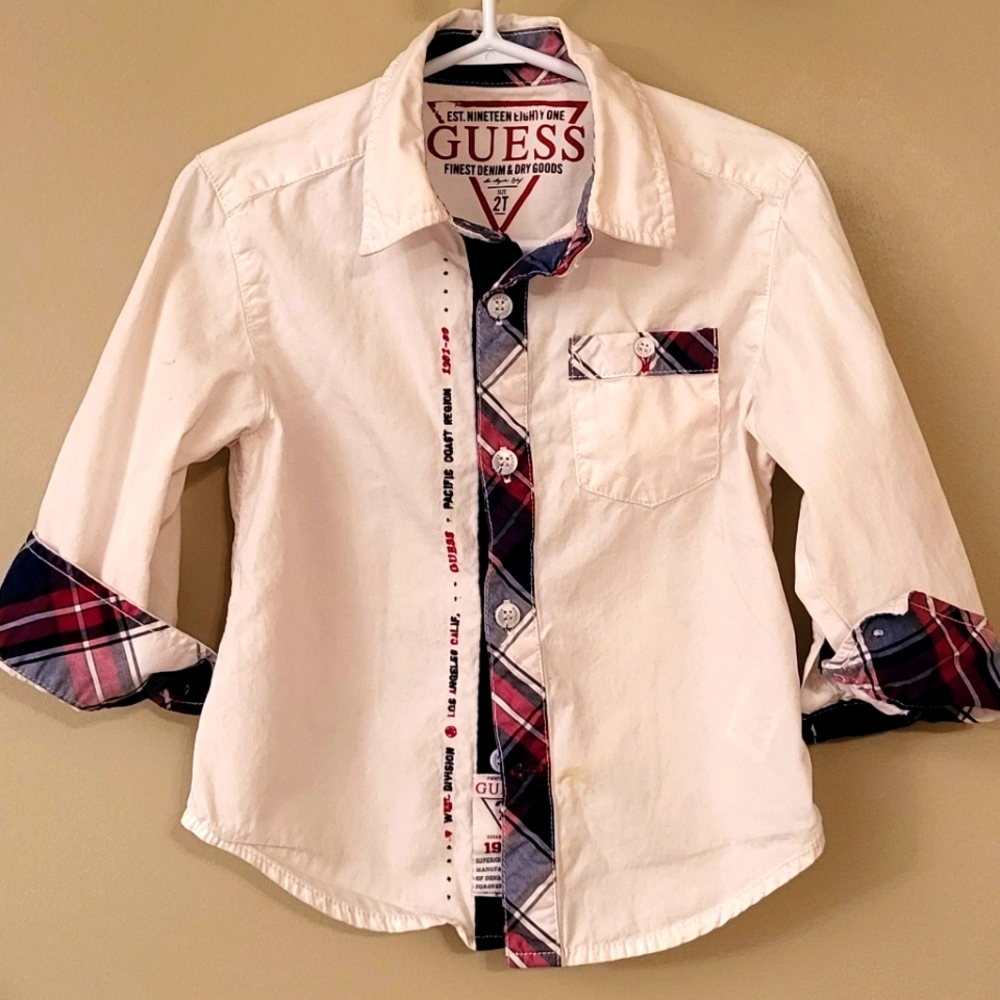 Guess white cotton button down shirt